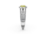 White gold Fancy Yellow Cushion  Cut Halo Diamond Engagement Ring with Split Shank and Four-Prong Setting_22