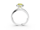 White gold Fancy Yellow Cushion  Cut Halo Diamond Engagement Ring with Split Shank and Four-Prong Setting_23