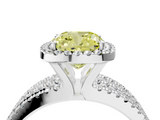 White gold Fancy Yellow Cushion  Cut Halo Diamond Engagement Ring with Split Shank and Four-Prong Setting_24