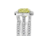 White gold Fancy Yellow Cushion  Cut Halo Diamond Engagement Ring with Split Shank and Four-Prong Setting_25