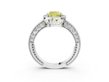 White gold Fancy Yellow Cushion  Cut Halo Diamond Pave Band Ring with Four-Prong Setting_47