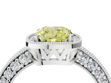 White gold Fancy Yellow Cushion  Cut Halo Diamond Pave Band Ring with Four-Prong Setting_48