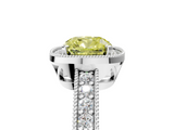 White gold Fancy Yellow Cushion  Cut Halo Diamond Pave Band Ring with Four-Prong Setting_49