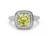 White gold Fancy Yellow Cushion  Cut Halo Diamond Pave Band with Four-Prong Setting_36