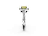 White gold Fancy Yellow Cushion  Cut Halo Diamond Pave Band with Four-Prong Setting_38