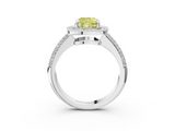 White gold Fancy Yellow Cushion  Cut Halo Diamond Pave Band with Four-Prong Setting_39