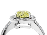 White gold Fancy Yellow Cushion  Cut Halo Diamond Pave Band with Four-Prong Setting_41