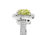 White gold Fancy Yellow Cushion  Cut Halo Diamond Pave Band with Four-Prong Setting_41