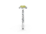 White gold Fancy Yellow Cushion Cut Halo Diamond Pave Band with Prong Setting_38