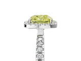 White gold Fancy Yellow Cushion Cut Halo Diamond Pave Band with Prong Setting_41