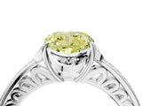 White gold Fancy Yellow Cushion  Cut Halo Diamond Ring with Channel Set Band and Four-Prong Setting_35