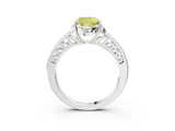 White gold Fancy Yellow Cushion  Cut Halo Diamond Ring with Channel Set Band and Four-Prong Setting_35