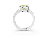 White gold Fancy Yellow Cushion  Cut Halo Diamond Ring with Pavé Band and Milgrain Prong Setting_34