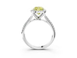 White gold Fancy Yellow Cushion Cut Halo Diamond Ring with Pavé Band_27