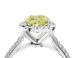White gold Fancy Yellow Cushion Cut Halo Diamond Ring with Pavé Band_28