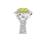 White gold Fancy Yellow Cushion Cut Halo Diamond Ring with Pavé Band_29