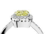 White gold Fancy Yellow Cushion  Cut Halo Diamond Ring with Pave Band and Four-Prong Setting_28
