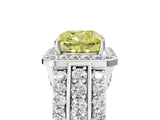 White gold Fancy Yellow Cushion Cut Halo Diamond Ring with Round  Split Shank and Prong Setting_113