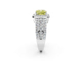 White gold Fancy Yellow Cushion Cut Halo Diamond Ring with Round  Split Shank and Prong Setting_114