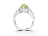 White gold Fancy Yellow Cushion Cut Halo Diamond Ring with Round  Split Shank and Prong Setting_115