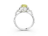 White gold Fancy Yellow Cushion  Cut Halo Diamond Ring with Scrollwork Band and Four-Prong Setting_73
