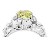White gold Fancy Yellow Cushion  Cut Halo Diamond Ring with Scrollwork Band and Four-Prong Setting_75