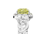 White gold Fancy Yellow Cushion  Cut Halo Diamond Ring with Scrollwork Band and Four-Prong Setting_76
