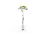 White gold Fancy Yellow Cushion Cut Halo Diamond Ring with Solitaire Band and Prong Setting_2