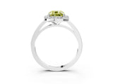 White gold Fancy Yellow Cushion Cut Halo Diamond Ring with Solitaire Band and Prong Setting_3