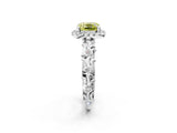White gold Fancy Yellow Cushion Cut Halo Diamond Solitaire with Filigree Band and Four-Prong Setting_2