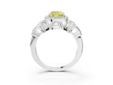 White gold Fancy Yellow Cushion Cut Halo Diamond Split Shank Engagement Ring with Four-Prong Setting_3