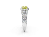 White gold Fancy Yellow Cushion Cut Halo Pavé Diamond Engagement Ring with Split Shank and Four-Prong Setting_5
