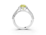 White gold Fancy Yellow Cushion Cut Halo Pavé Diamond Engagement Ring with Split Shank and Four-Prong Setting_6