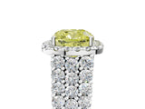 White gold Fancy Yellow Cushion Cut Halo Pavé Diamond Engagement Ring with Split Shank and Four-Prong Setting_8
