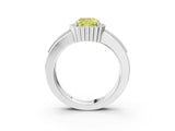 White gold Fancy Yellow Cushion  Cut Halo Pave Band Four-Prong Ring_52