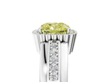 White gold Fancy Yellow Cushion  Cut Halo Pave Band Four-Prong Ring_54