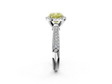 White gold Fancy Yellow Cushion  Cut Halo Pave Band Four-Prong Setting Ring_39