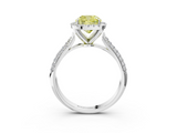 White gold Fancy Yellow Cushion  Cut Halo Pave Band Four-Prong Setting Ring_40