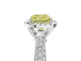White gold Fancy Yellow Cushion  Cut Halo Pave Band Four-Prong Setting Ring_42