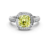 White gold Fancy Yellow Cushion  Cut Halo Pave Split Shank Prong Setting Ring_32