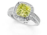 White gold Fancy Yellow Cushion  Cut Halo Pave Split Shank Prong Setting Ring_33