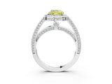 White gold Fancy Yellow Cushion  Cut Halo Pave Split Shank Prong Setting Ring_35