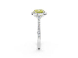 White gold Fancy Yellow Cushion Cut Halo Round Diamond Pavé Band with Four-Prong Setting_17