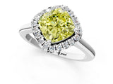 White gold Fancy Yellow Cushion Cut Halo Round Diamond Solitaire Engagement Ring with Pave Band and Four-Prong Setting_25