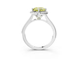 White gold Fancy Yellow Cushion Cut Halo Round Diamond Solitaire Engagement Ring with Pave Band and Four-Prong Setting_27