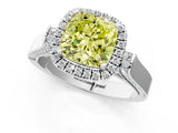 White gold Fancy Yellow Cushion Cut Halo Round Diamond Twist Band with Four-Prong Setting_25