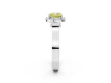 White gold Fancy Yellow Cushion Cut Halo Round Diamond Twist Band with Four-Prong Setting_26