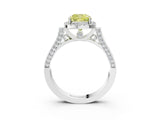White gold Fancy Yellow Cushion Cut Halo Round Diamond Twist Band with Four-Prong Setting_27