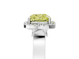 White gold Fancy Yellow Cushion Cut Halo Round Diamond Twist Band with Four-Prong Setting_29