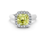 White gold Fancy Yellow Cushion  Cut Halo Solitaire Engagement Ring with Square Band and Four-Prong Setting_12